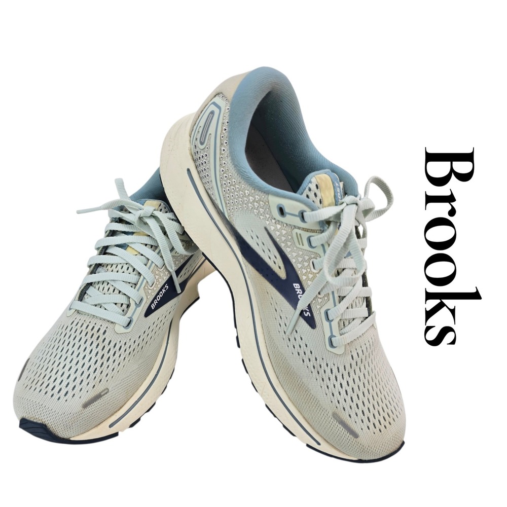 Brooks Ghost 14 Running Shoes Womens 8.5 Aqua Glass/Navy Mesh Neutral Classic